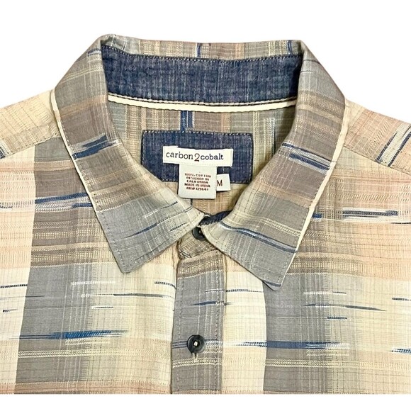 CARBON 2 COBALT Blue/Beige Overlook Jacquard Effortlessly Cool Short Sleeve Med - Picture 4 of 6